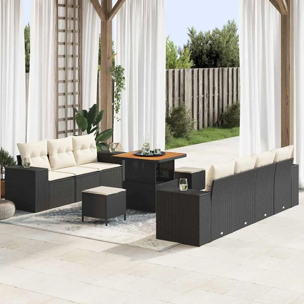 Ensemble Canapé de Jardin 9 Places Polyrotin Modulable Réglable Noir – ComfortXL Outdoor Living