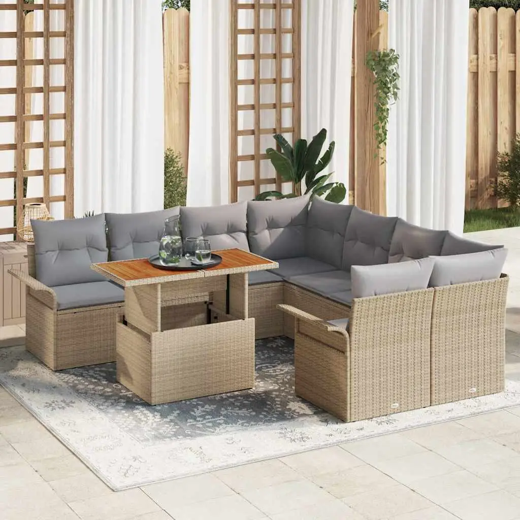 Ensemble de canapé de jardin avec coussin beige et gris clair vidaXL 3349314