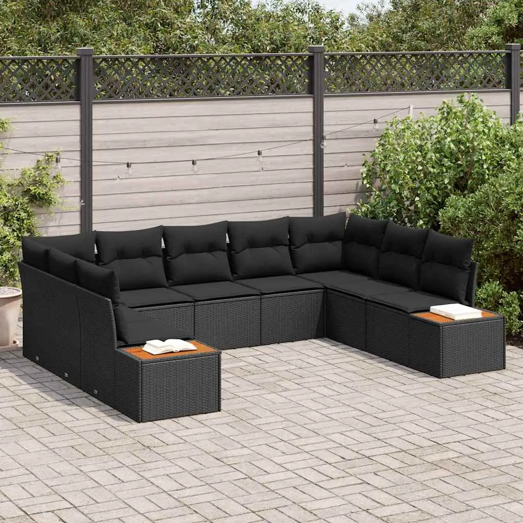Ensemble canapé de jardin 9 places polyrotin noir design moderne modulable – ComfortXL Outdoor Living