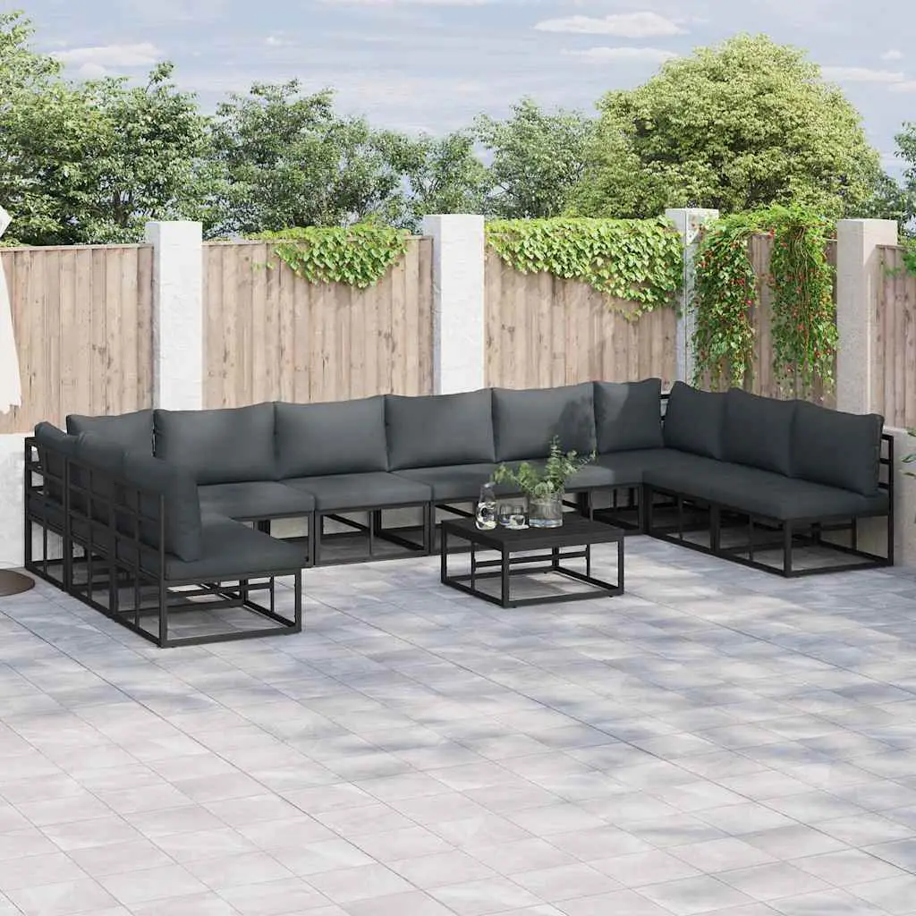 Ensemble Canapé Extérieur 11 Pièces en Aluminium Modulable pour 10 Personnes Noir – ComfortXL Outdoor Living