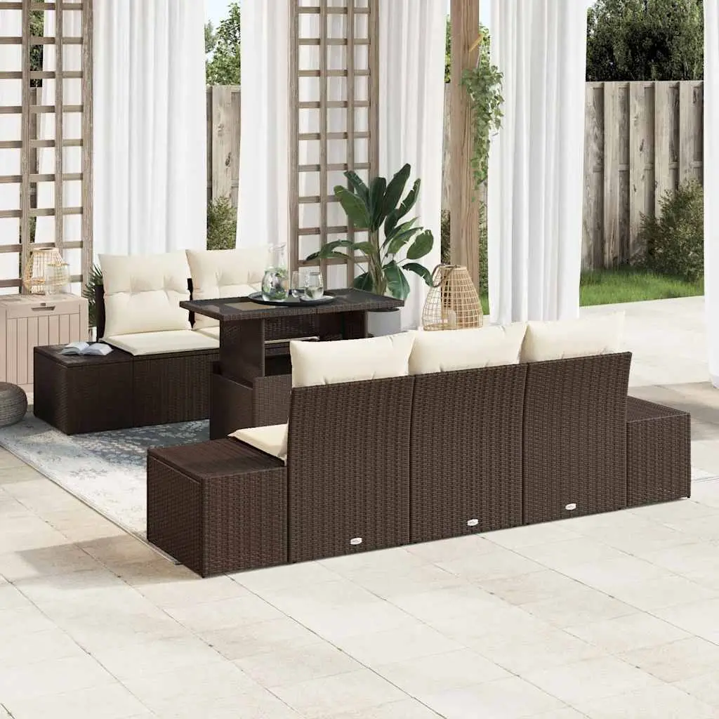 Ensemble de Canapés 6 pcs Marron et Crème polyrotin vidaXL 3349094 Marron et crème