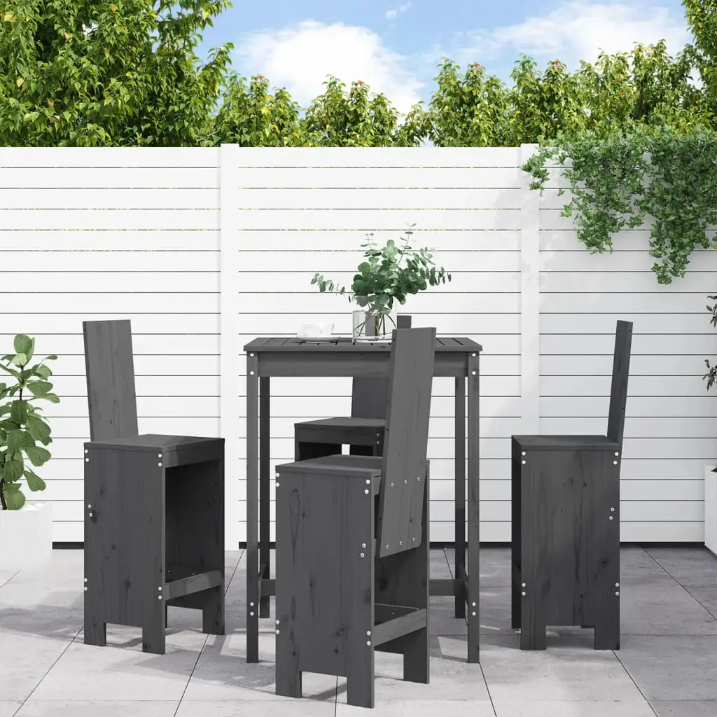 Ensemble de bar de jardin 5 pcs gris bois de pin massif vidaXL 3157771