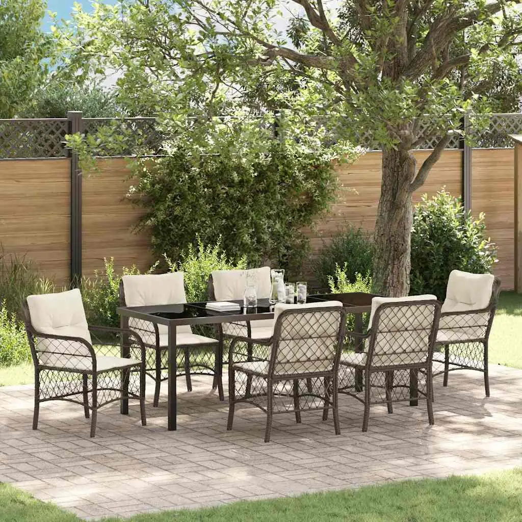 Ensemble de salle à manger pour jardin 7 pcs Marron polyrotin vidaXL 3380216