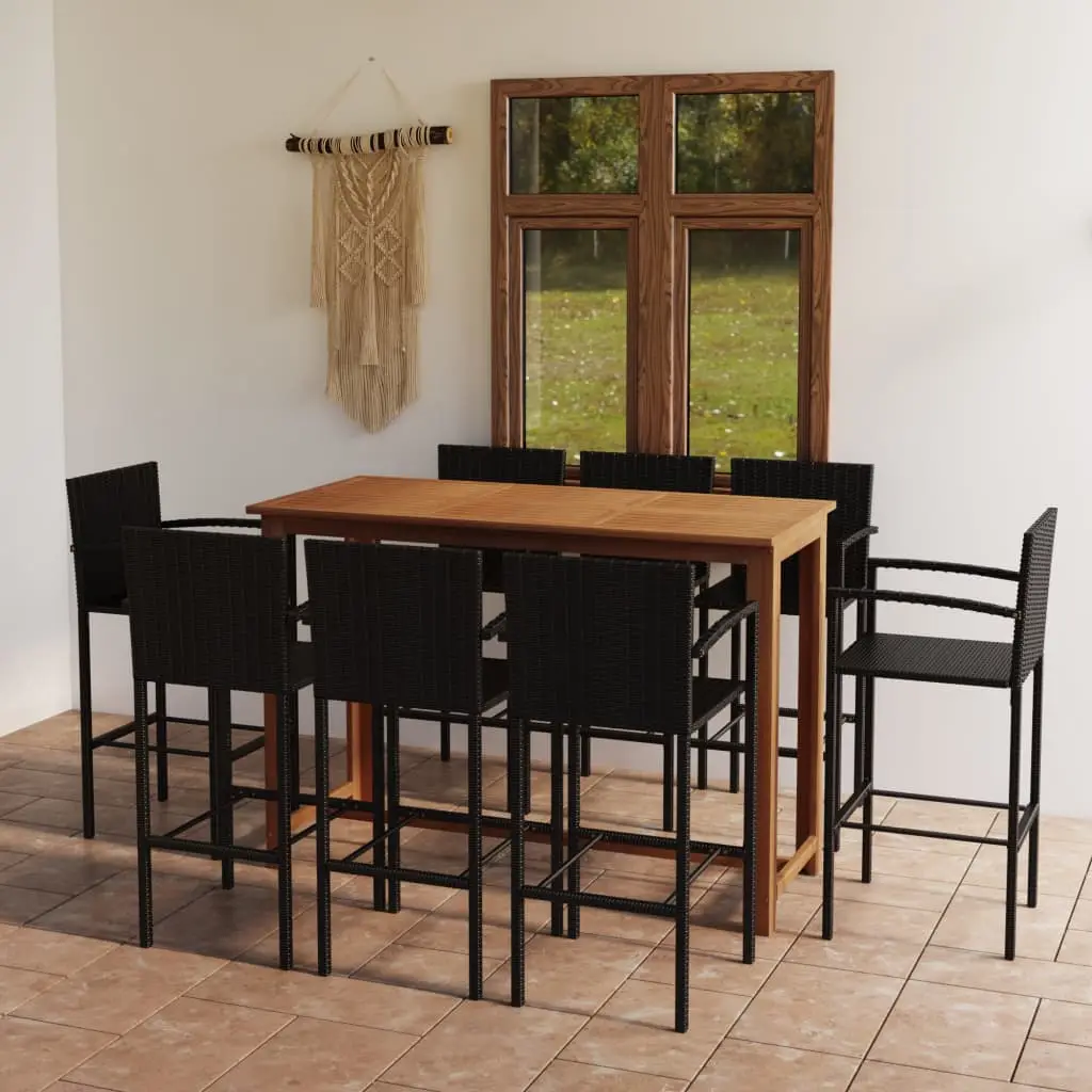 Ensemble de bar de jardin 9 pcs noir vidaXL 3068020