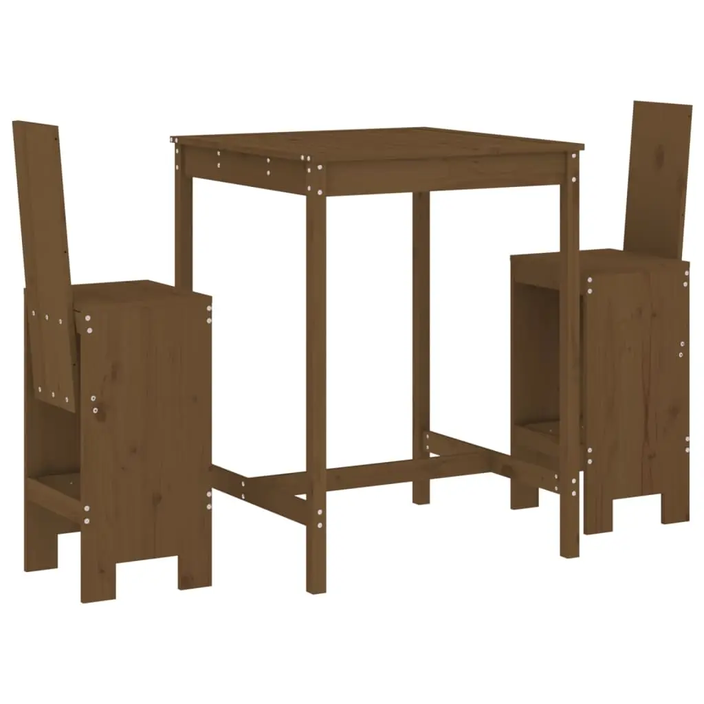 Ensemble de 3 pcs bar de jardin – Mobilier d’extérieur – Mobilier de jardin marron miel bois pin massif-JU2271