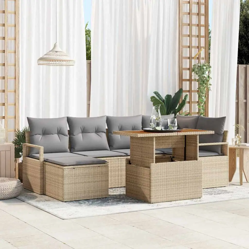 Ensemble de salle à manger pour jardin 7 pcs Beige et gris vidaXL 3349734 beige et gris
