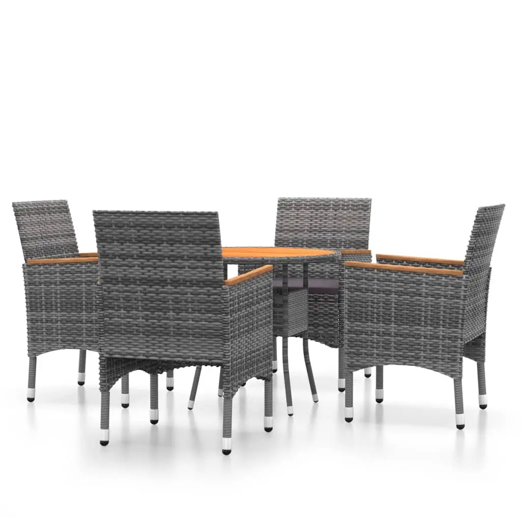 Ensemble de 5 pcs table de jardin avec chaises – mobilier de jardin Résine tressée Gris-JU2351