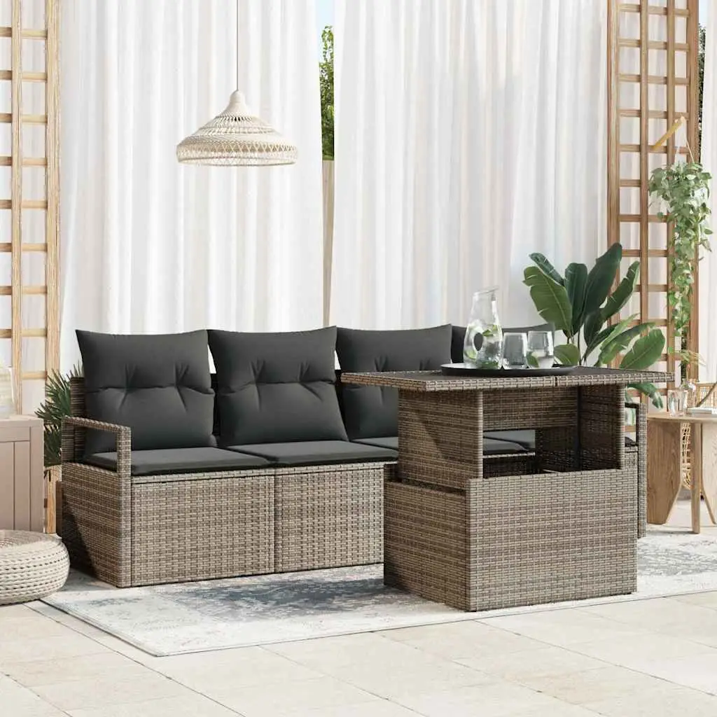 Ensemble de canapé de jardin avec stockage 5 pcs Gris polyrotin vidaXL 3348725