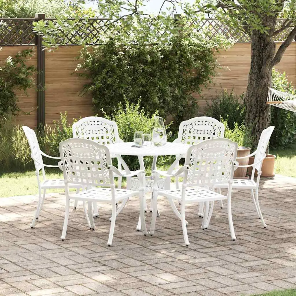 Ensemble de salle à manger pour jardin 7 pcs Blanc Aluminium vidaXL 3334690