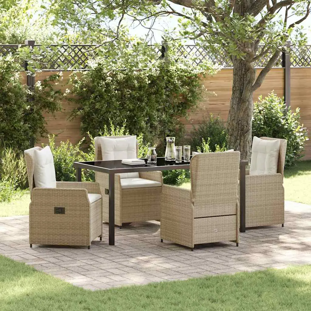 Ensemble de salle à manger pour jardin 5 pcs polyrotin vidaXL 3380970 beige et blanc crème