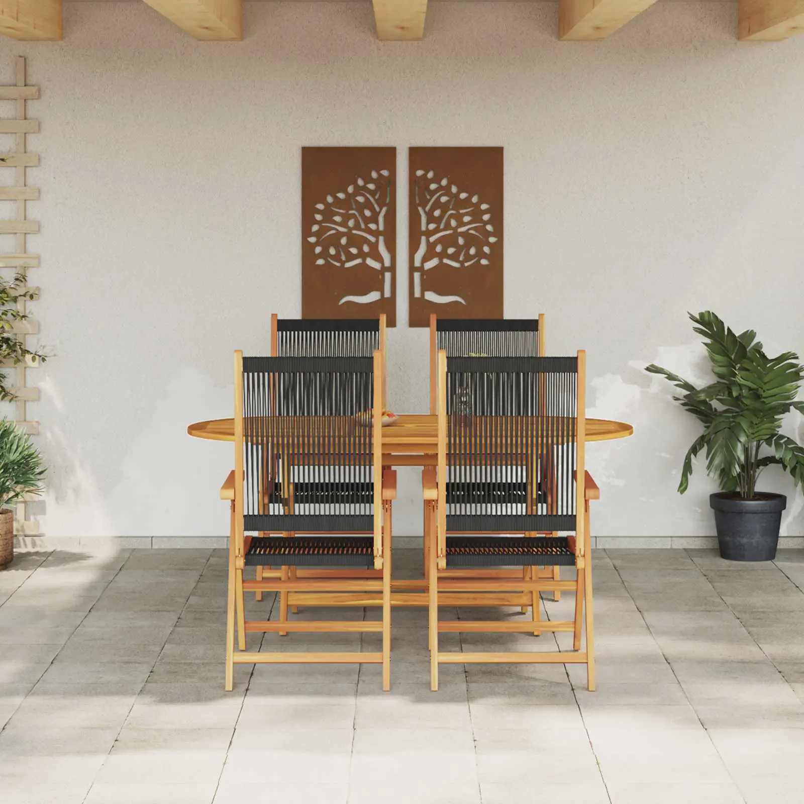 Ensemble de salle à manger pour jardin 5 pcs Noir vidaXL 3375736