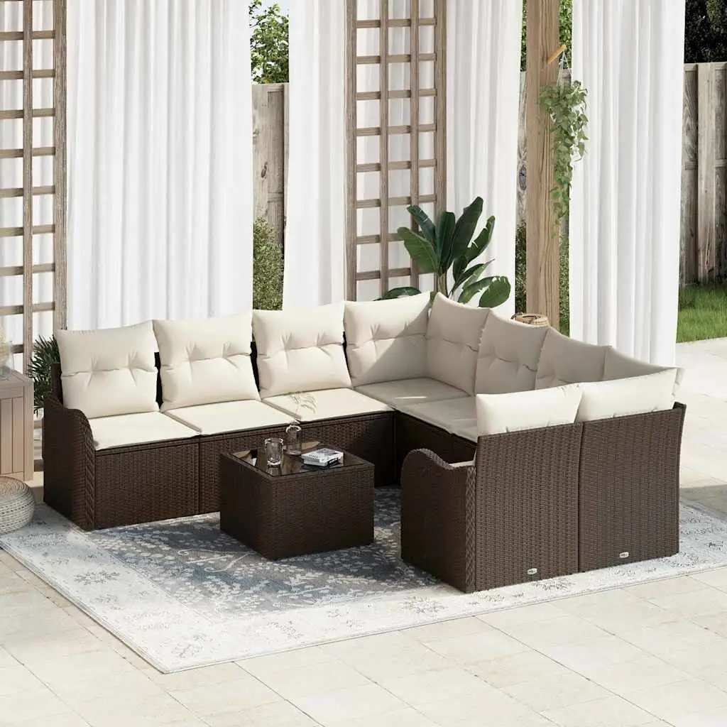 Ensemble Canapé Extérieur 9pcs Résine Tressée Marron Crème Confort Ergonomique et Modulable – ComfortXL Outdoor Living