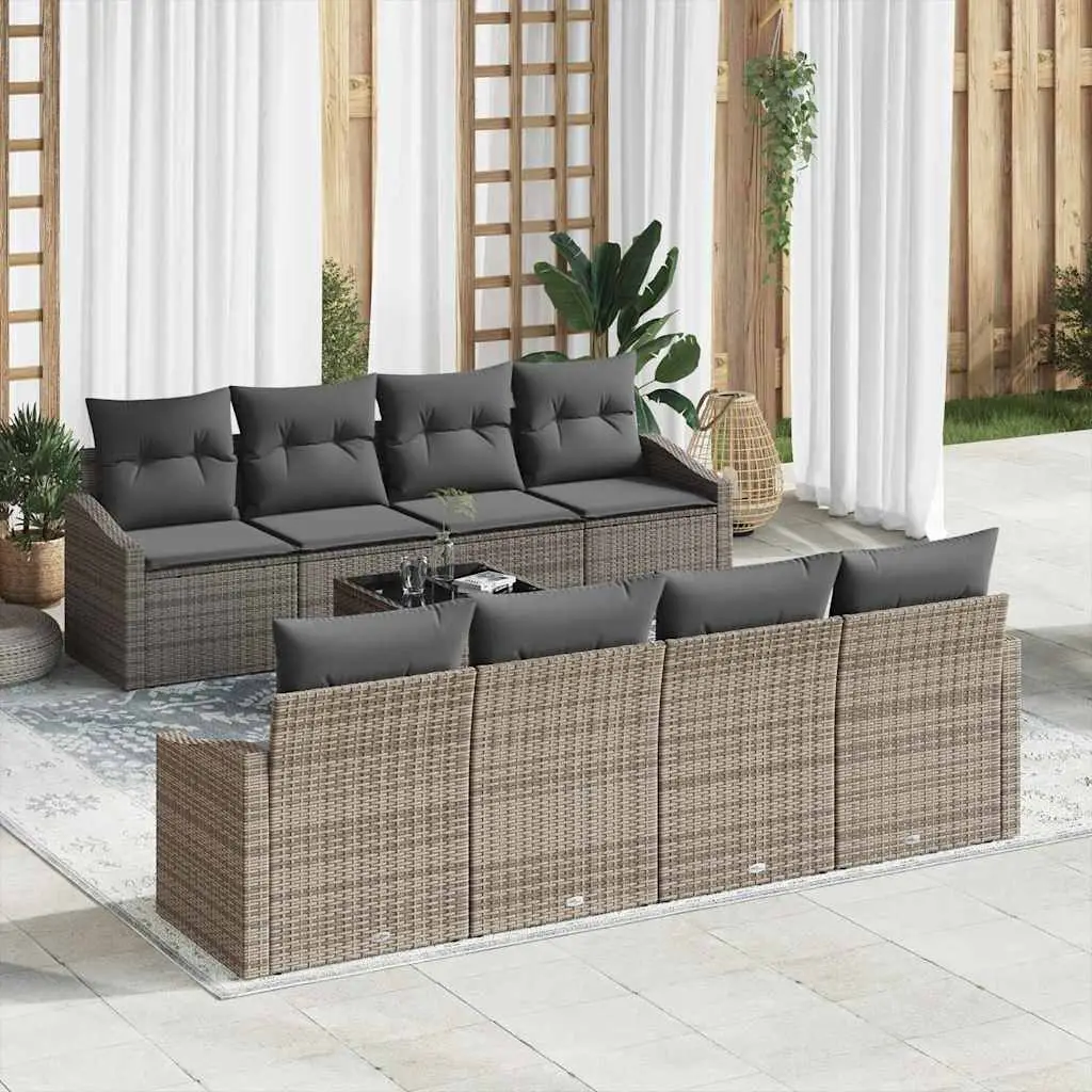 Ensemble de Canapés avec coussin 9 pcs Gris polyrotin vidaXL 3346649