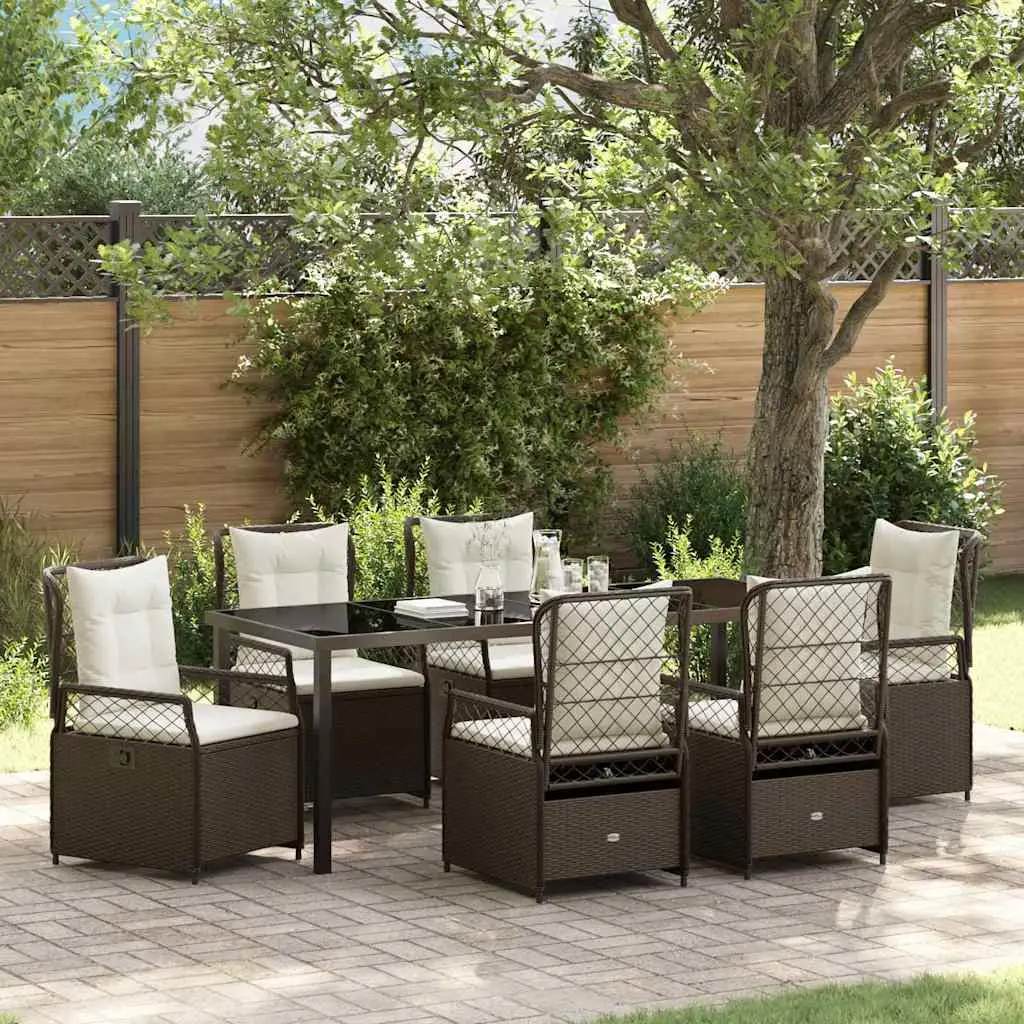 Ensemble de salle à manger pour jardin 7 pcs Marron polyrotin vidaXL 3380993