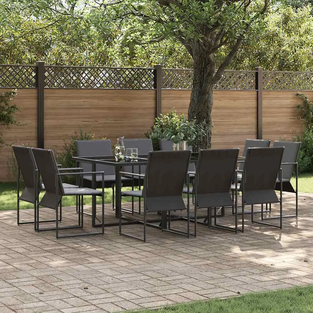 Ensemble de salle à manger pour jardin 11 pcs Noir Acier vidaXL 3335869