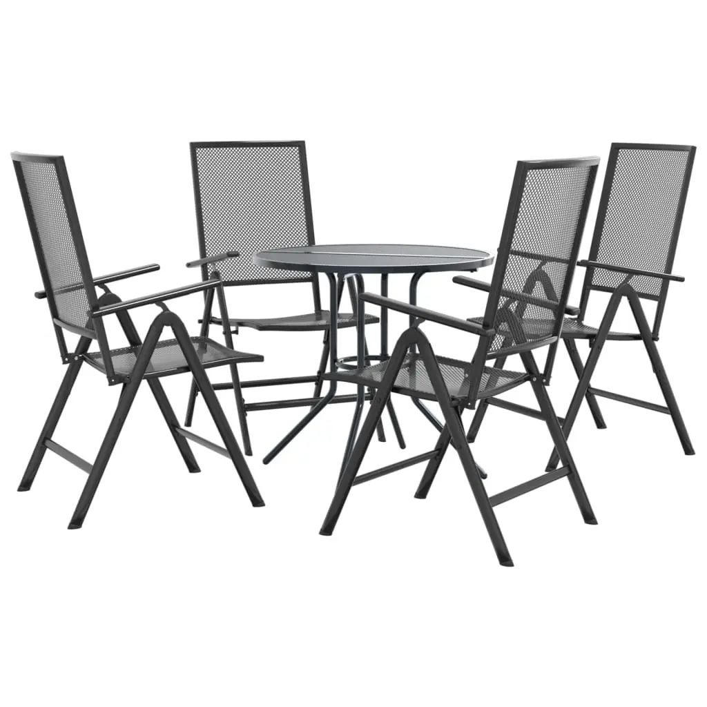 Ensemble de 5 pcs chaises de jardin | Chaise d’extérieur inclinables anthracite
