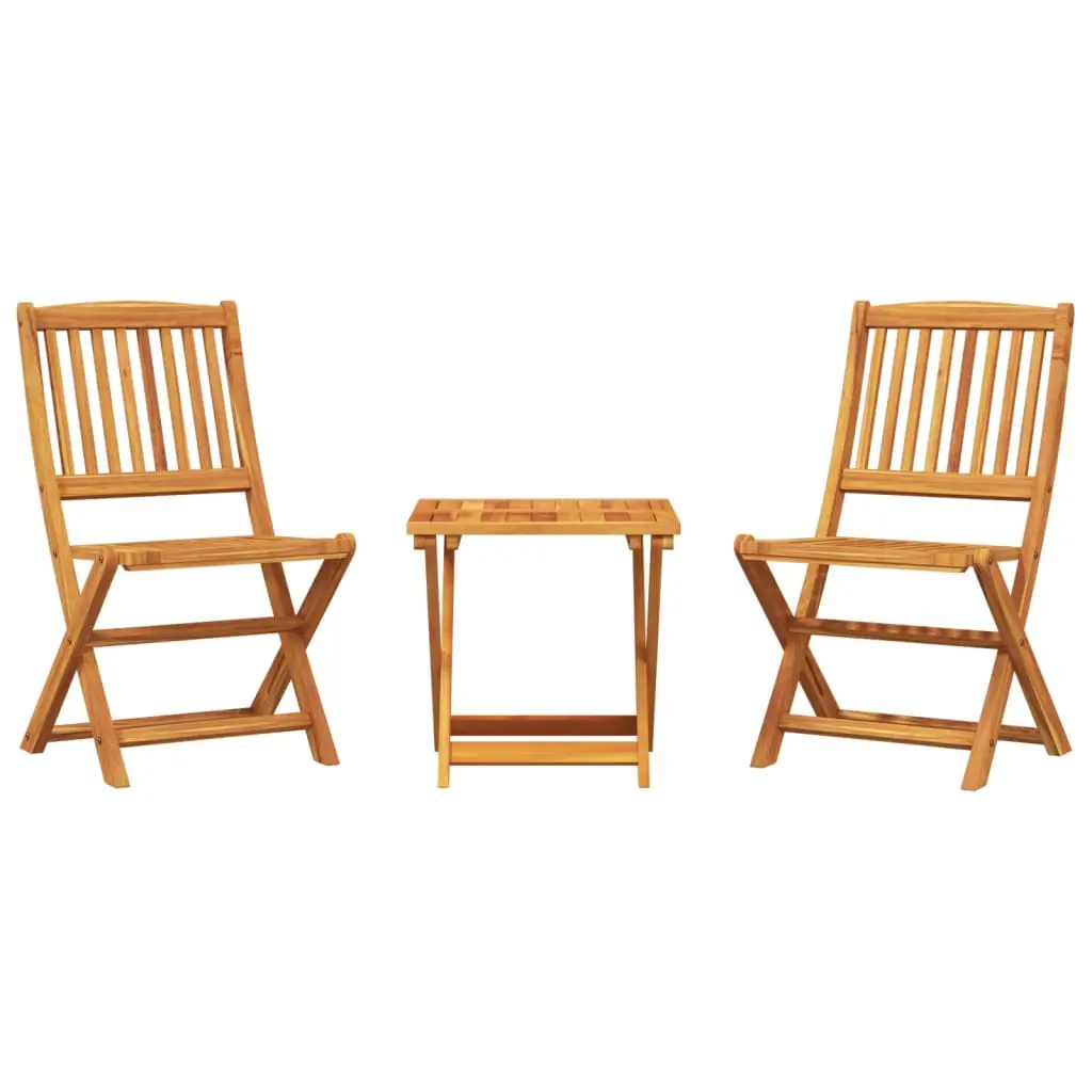 Ensemble de 3 pcs table de jardin et chaises pliable – mobilier de jardin bois d’acacia massif-JU2717