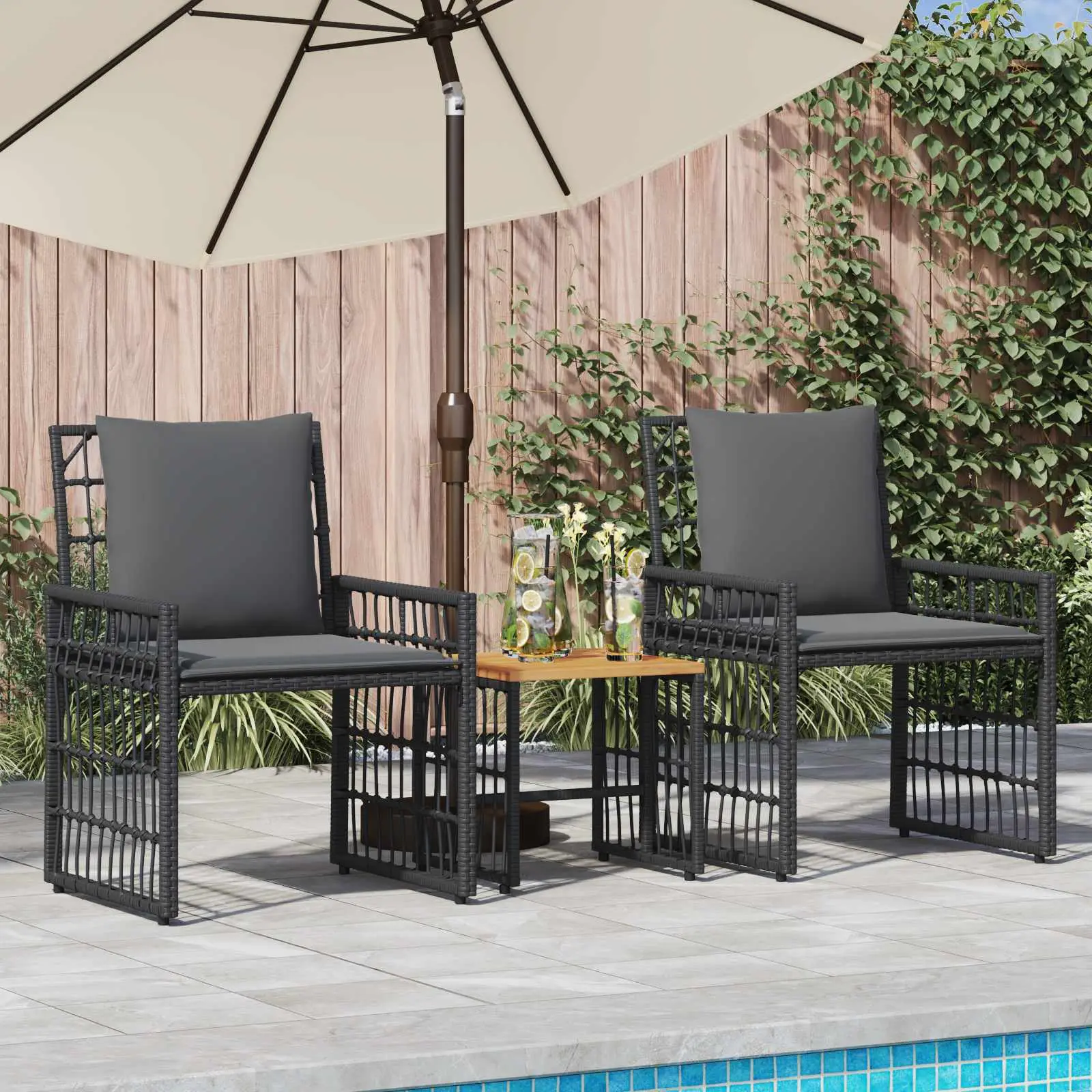 Ensemble de meubles d’extérieur 3 pcs Noir et Gris foncé vidaXL 42025139