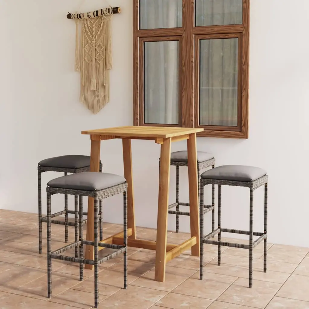 Ensemble de bar de jardin avec coussins 5 pcs Gris vidaXL 3067951