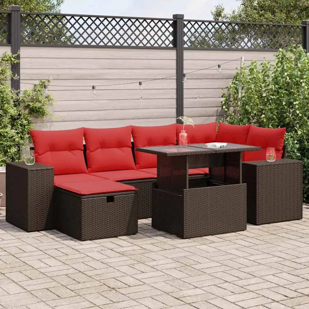 Ensemble de jardin 7 pièces Résine Tressée avec Coffres de Rangement pour Extérieur Noir – ComfortXL Outdoor Living