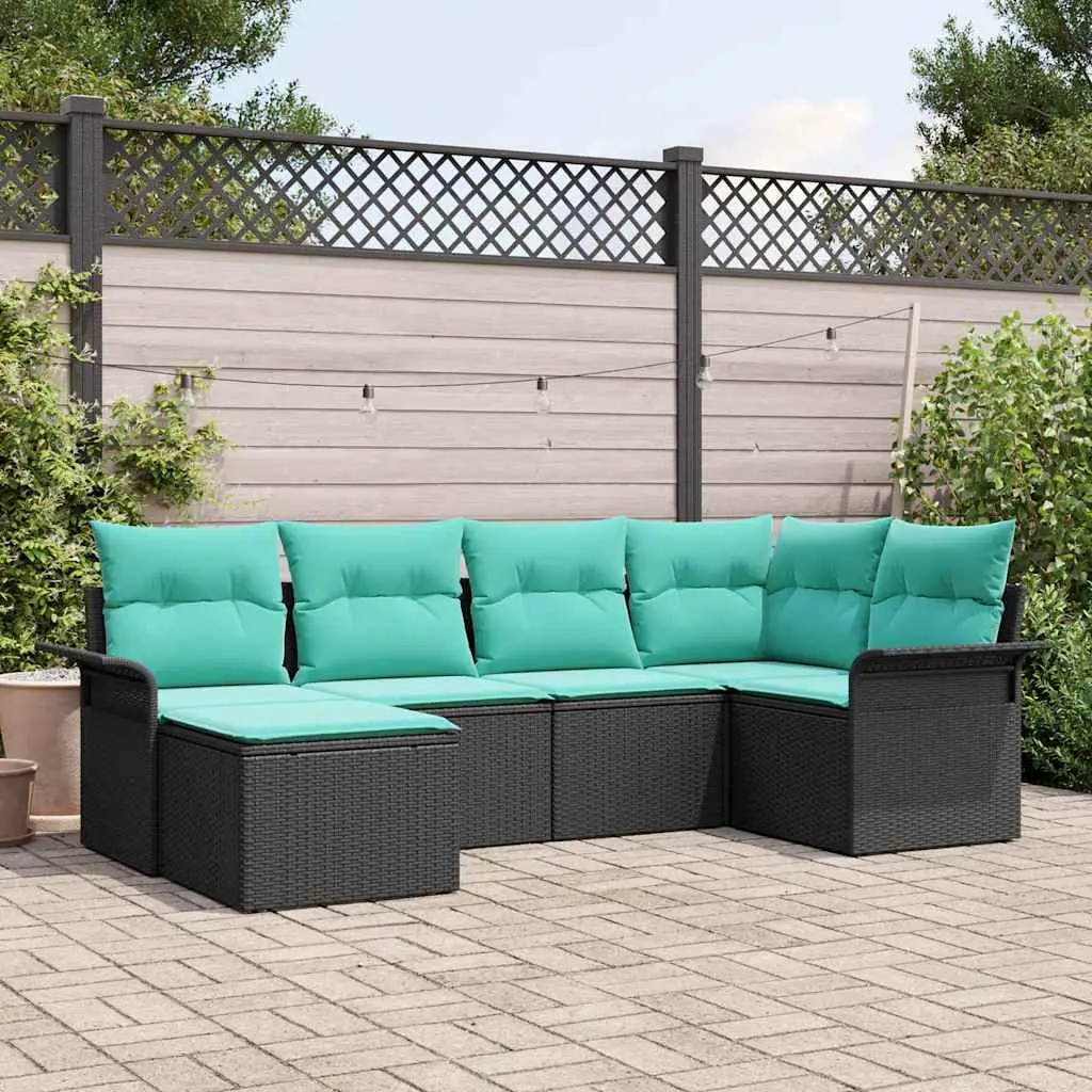 Ensemble de canapé de jardin avec stockage 6 pcs Noir polyrotin vidaXL 3354105