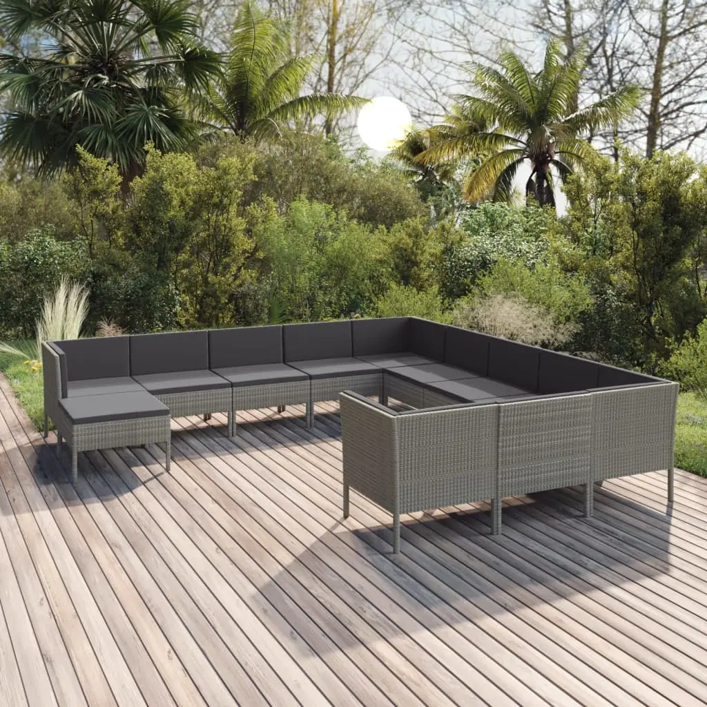 Ensemble Canapé de Jardin Modulable 12 Personnes en Résine Tressée Gris Foncé – ComfortXL Outdoor Living