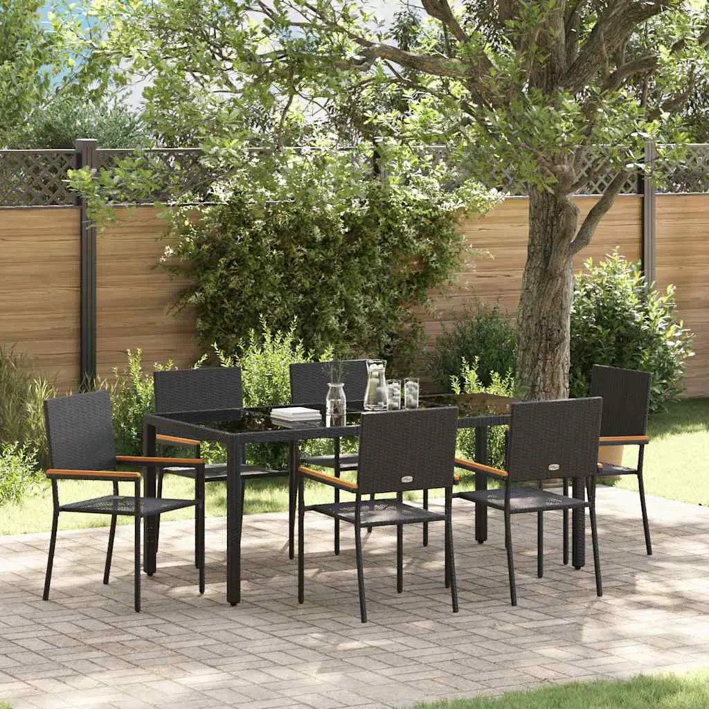 Ensemble de salle à manger pour jardin 7 pcs Noir polyrotin vidaXL 3365396