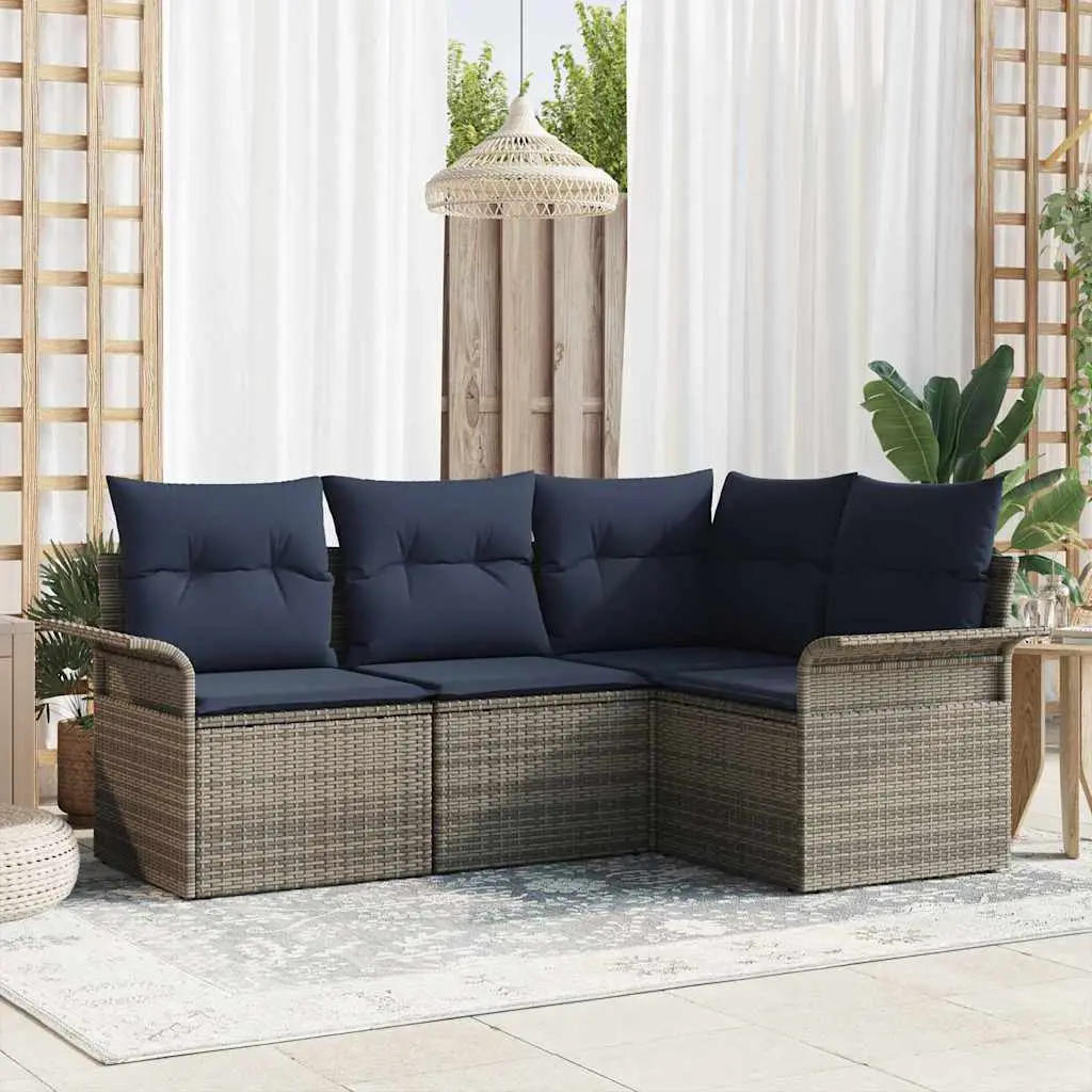 Ensemble de canapé de jardin avec stockage 4 pcs Gris polyrotin vidaXL 3354014