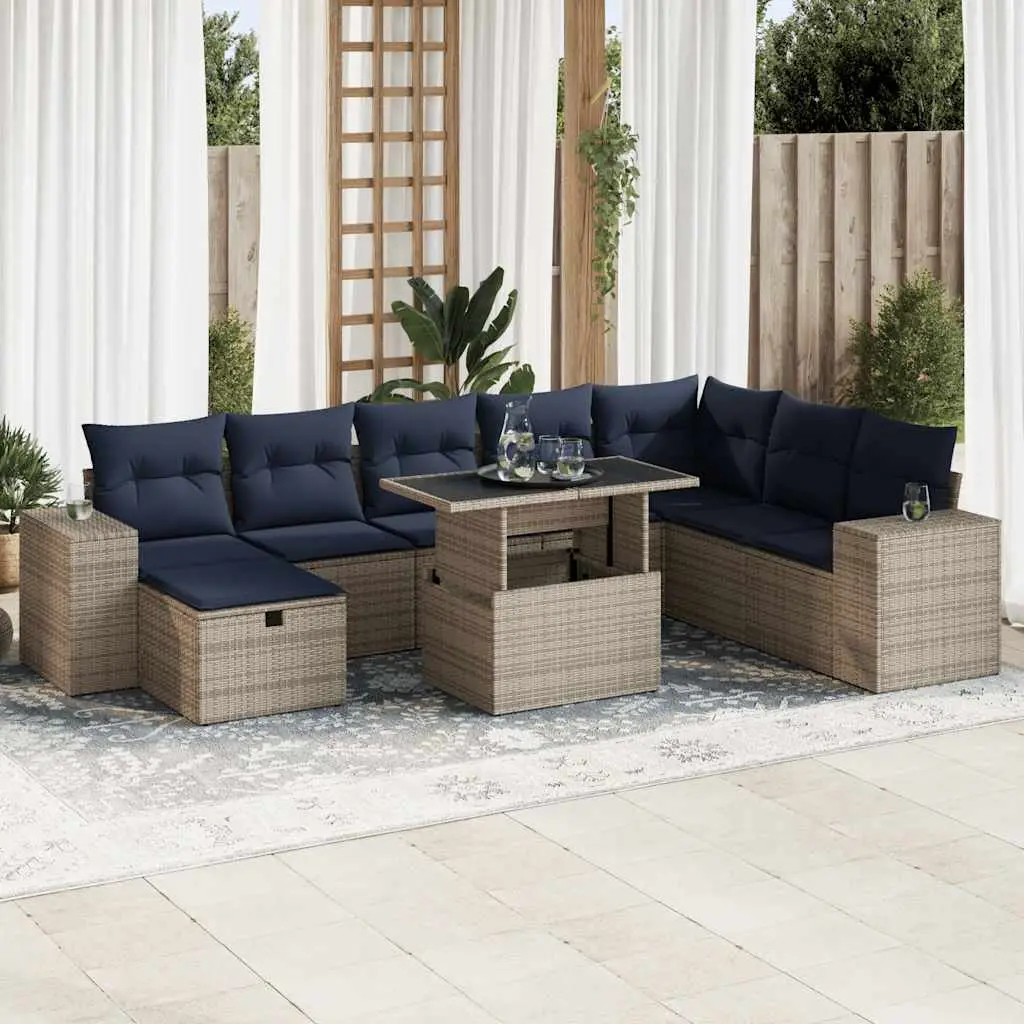Ensemble d’extérieur 9 pcs Poly Rotin Modulable avec Coffres de Rangement pour Jardin Marron – ComfortXL Outdoor Living