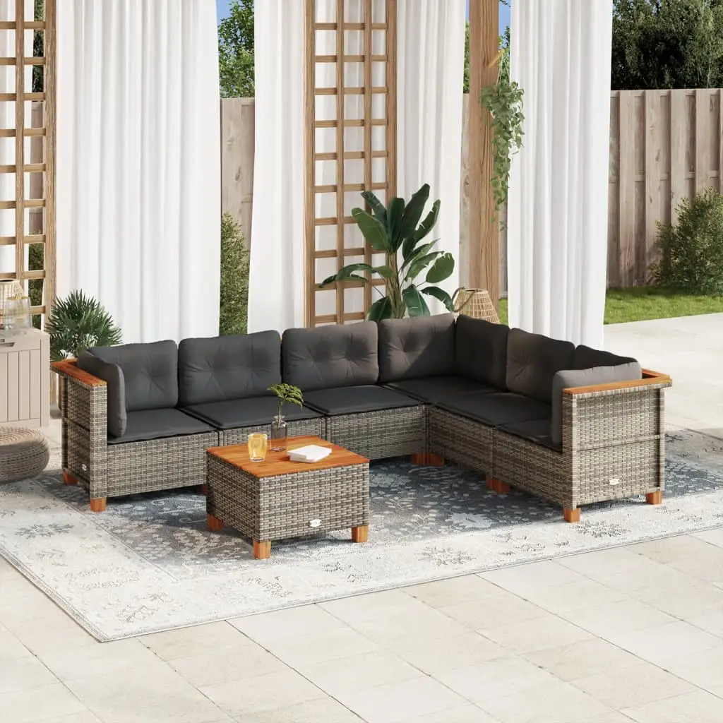 Ensemble de jardin 7 éléments en résine tressée et bois d’acacia gris – ComfortXL Outdoor Living