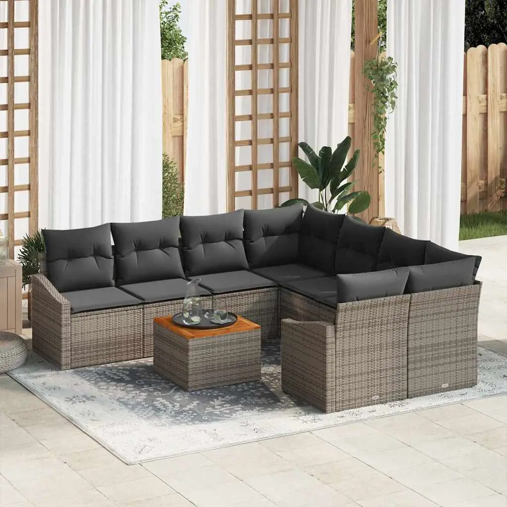 Ensemble de canapé de jardin avec stockage 9 pcs Gris polyrotin vidaXL 3356480