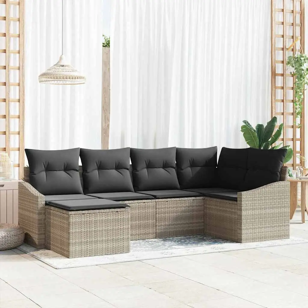 Ensemble de salle à manger pour jardin 6 pcs Gris clair vidaXL 3355461