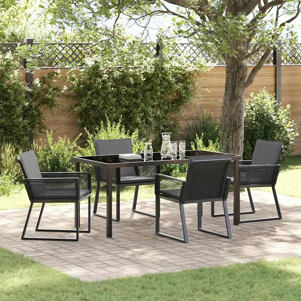 Ensemble de salle à manger pour jardin 5 pcs Noir vidaXL 3379320