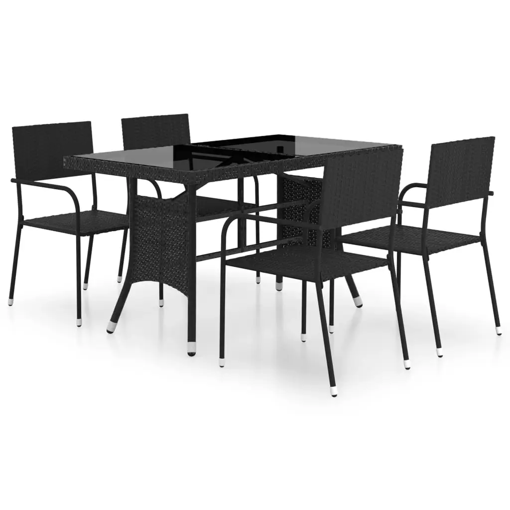 Ensemble de 5 pcs table de jardin avec chaises – mobilier de jardin Résine tressée Noir-JU2440
