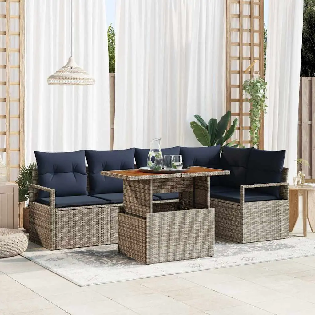Ensemble de salle à manger pour jardin 6 pcs Gris et marine vidaXL 3349716