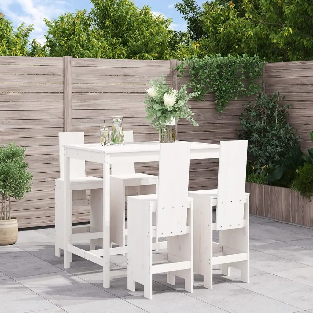 Ensemble de bar de jardin 5 pcs blanc bois massif de pin vidaXL 3157776