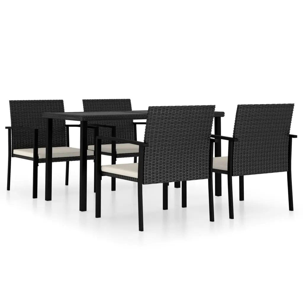 Ensemble de 5 pcs table de jardin avec chaises – mobilier de jardin Résine tressée Noir-JU2408