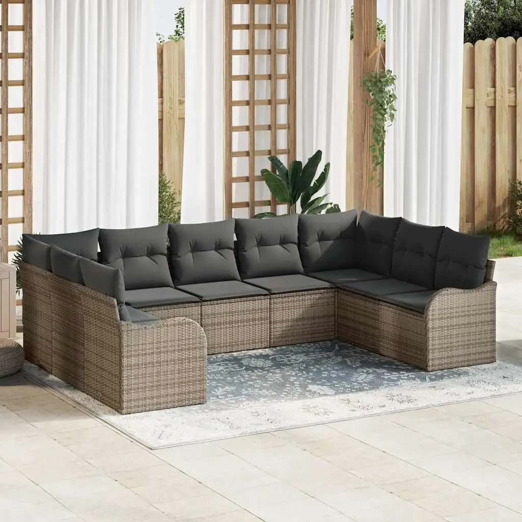 Ensemble de canapé de jardin avec stockage 9 pcs Gris polyrotin vidaXL 3354528