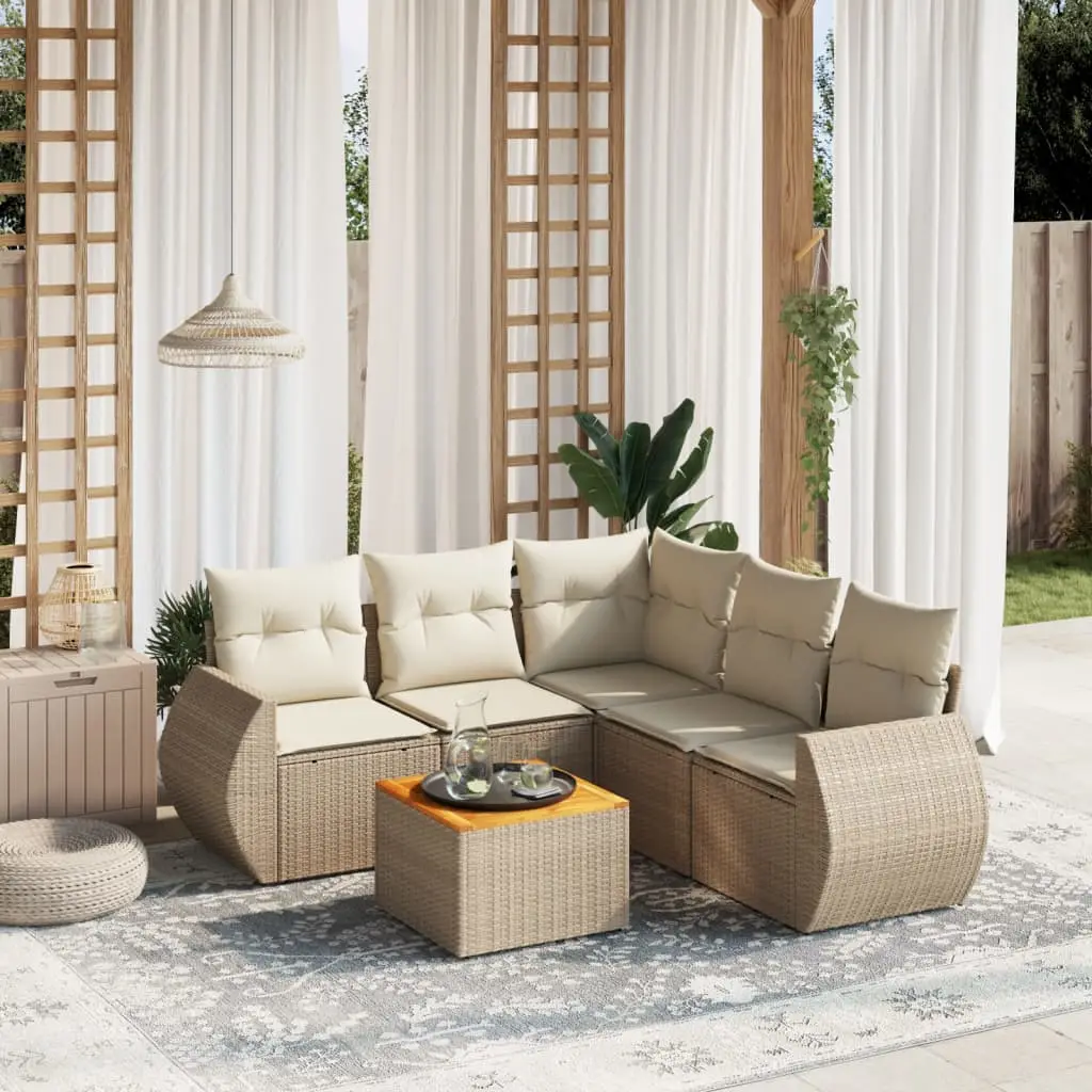Ensemble Canapés de Jardin 6 pcs Poly Rotin Beige avec Coffres de Rangement pour Balcon – ComfortXL Outdoor Living