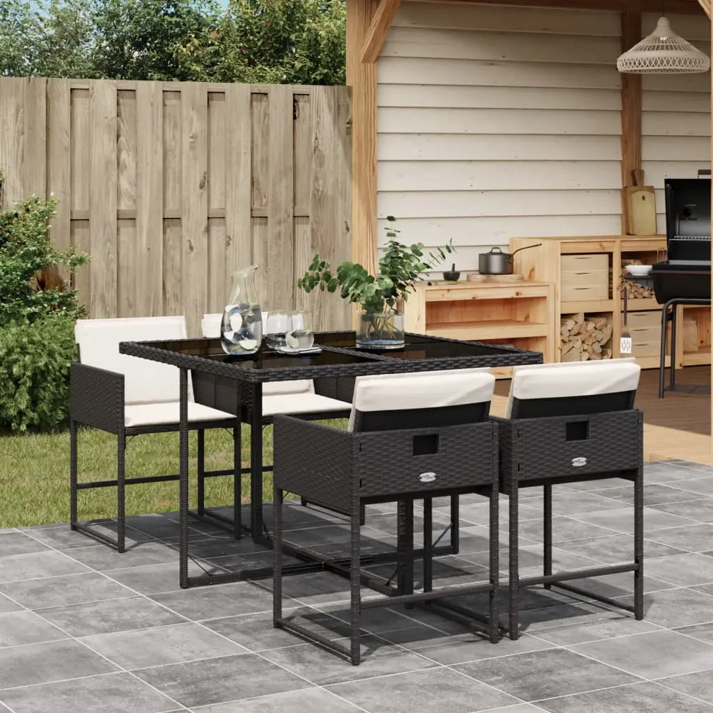 Ensemble de Jardin Design 4 Places Noir, Format Cube en Résine avec Coussins Blanc Crème – ComfortXL Outdoor Living
