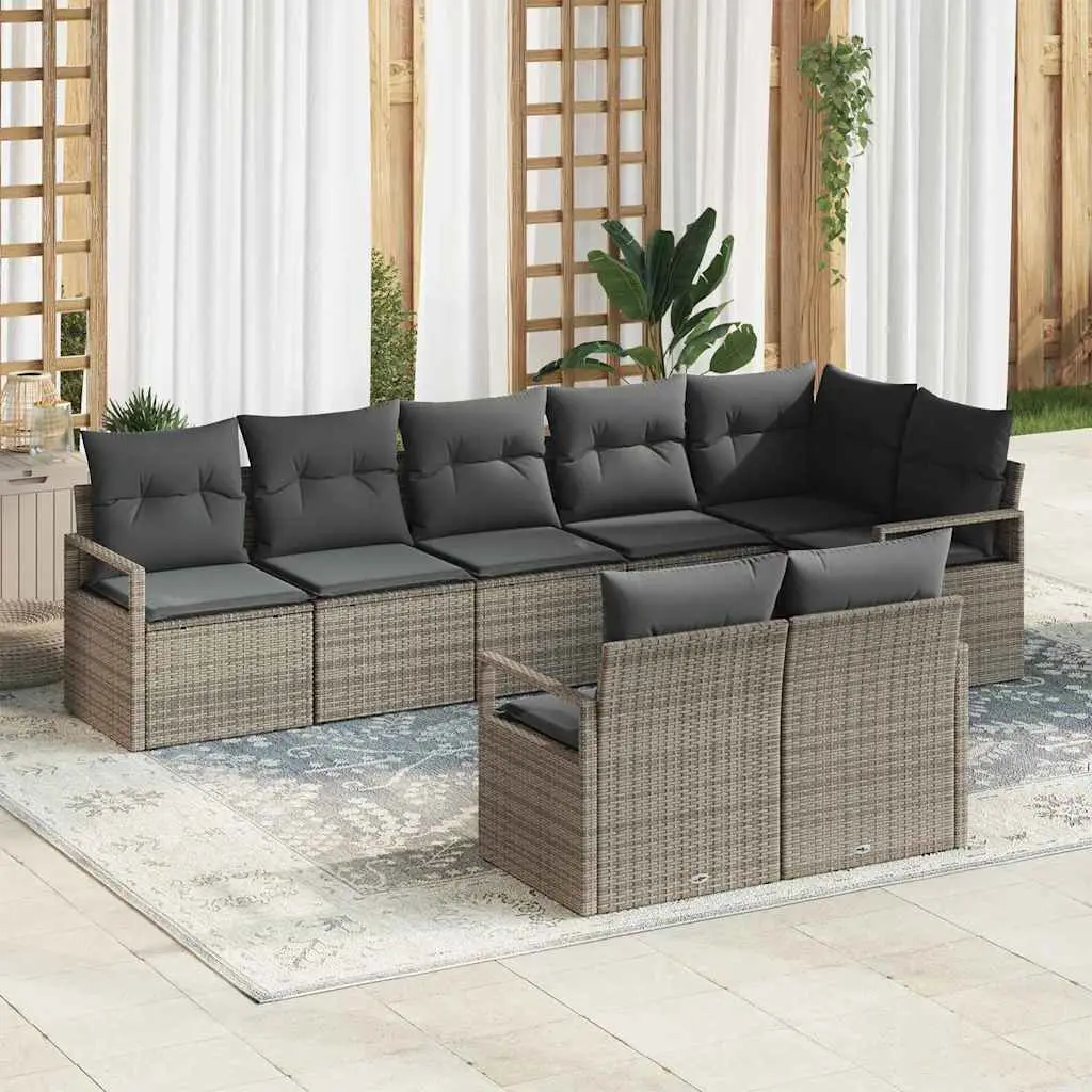 Ensemble de Canapés 8 pcs Gris polyrotin vidaXL 3346429