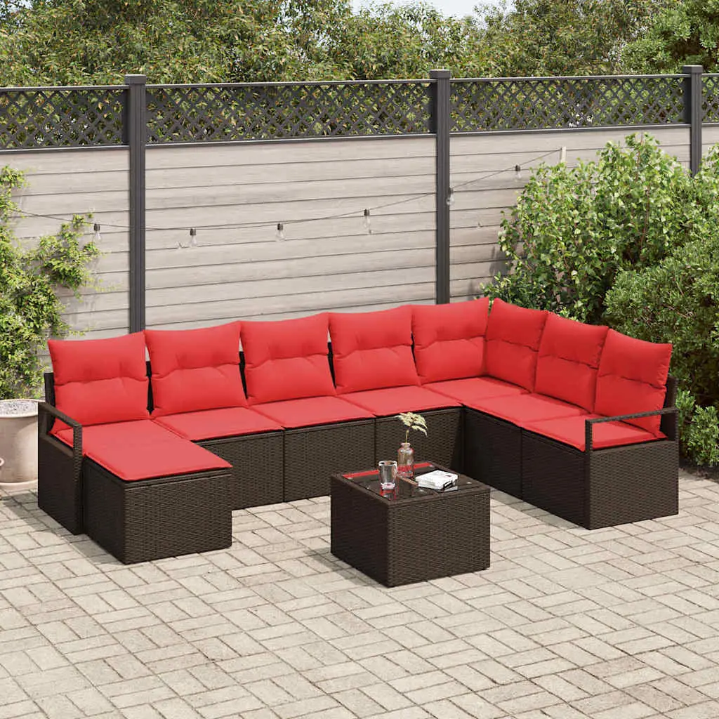 Ensemble de Canapés avec coussin 9 pcs Marron polyrotin vidaXL 3346514
