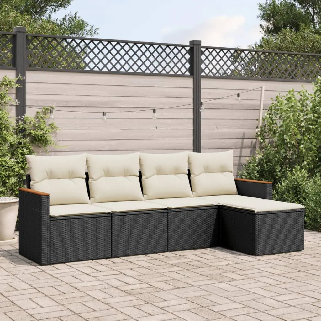 Ensemble canapé modulable 5 pcs résine tressée avec pouf pour terrasse Noir – ComfortXL Outdoor Living