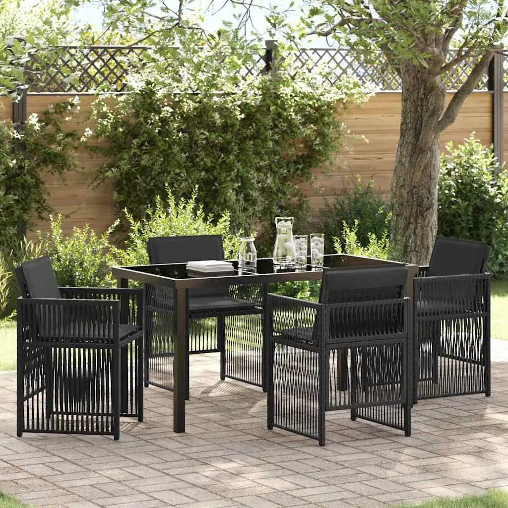 Ensemble de salle à manger pour jardin 5 pcs Noir vidaXL 3380650