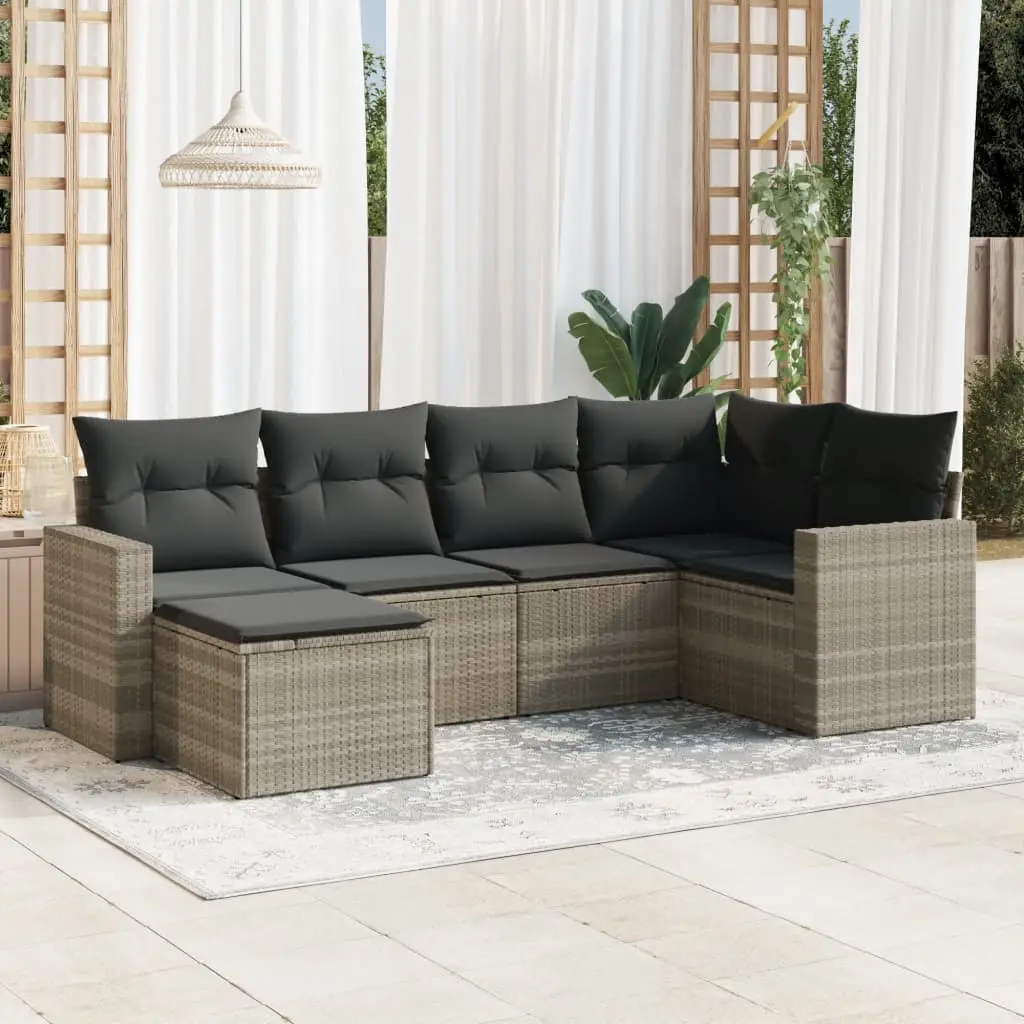 Ensemble canapé de jardin poly rotin modulable 6 pièces pour extérieur Gris Clair – ComfortXL Outdoor Living