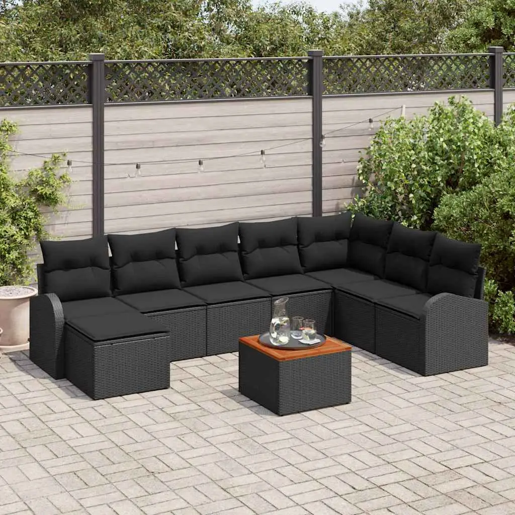 Ensemble de canapé de jardin avec stockage 9 pcs Noir polyrotin vidaXL 3356287