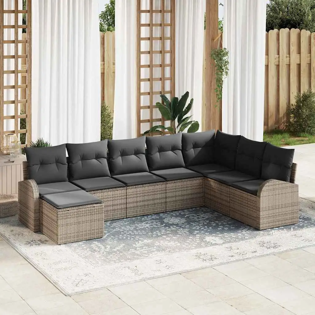 Ensemble de Canapés avec coussin 8 pcs Gris polyrotin vidaXL 3354828