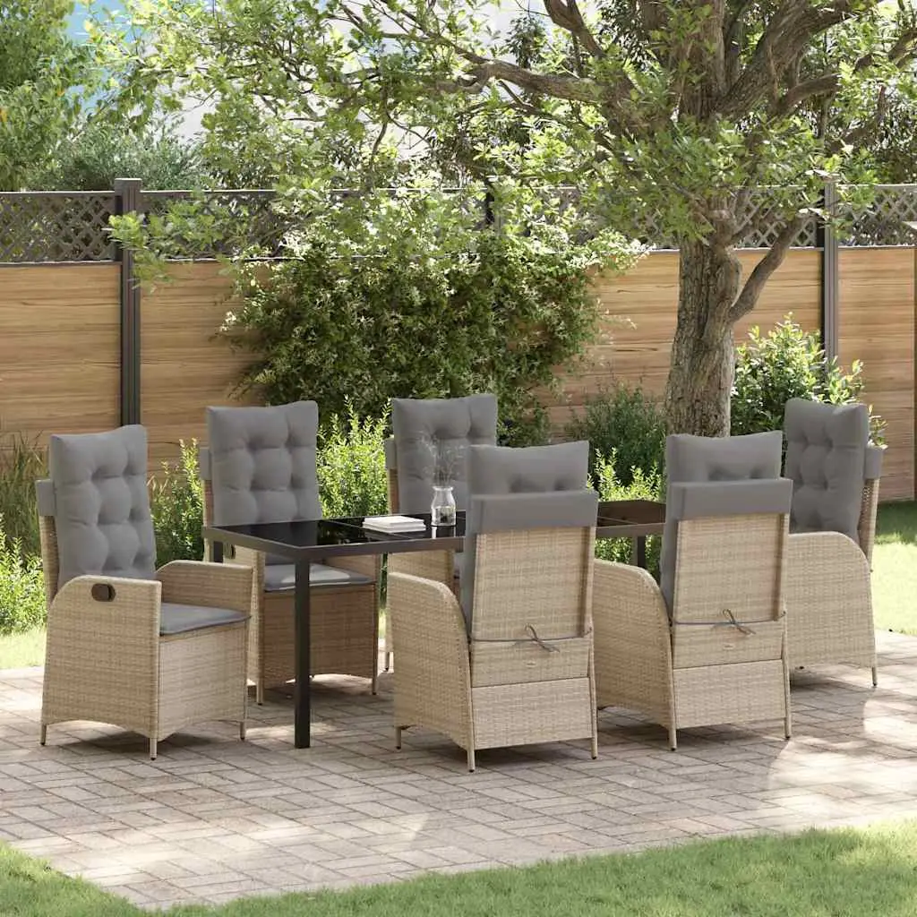 Ensemble de salle à manger pour jardin 7 pcs Beige polyrotin vidaXL 3380517 Beiges mixtes