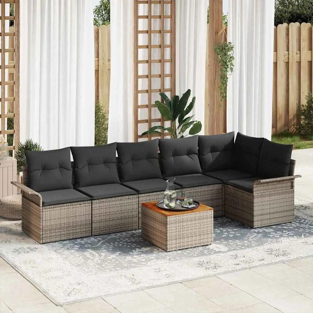 Ensemble de canapé de jardin avec stockage 7 pcs Gris polyrotin vidaXL 3356004