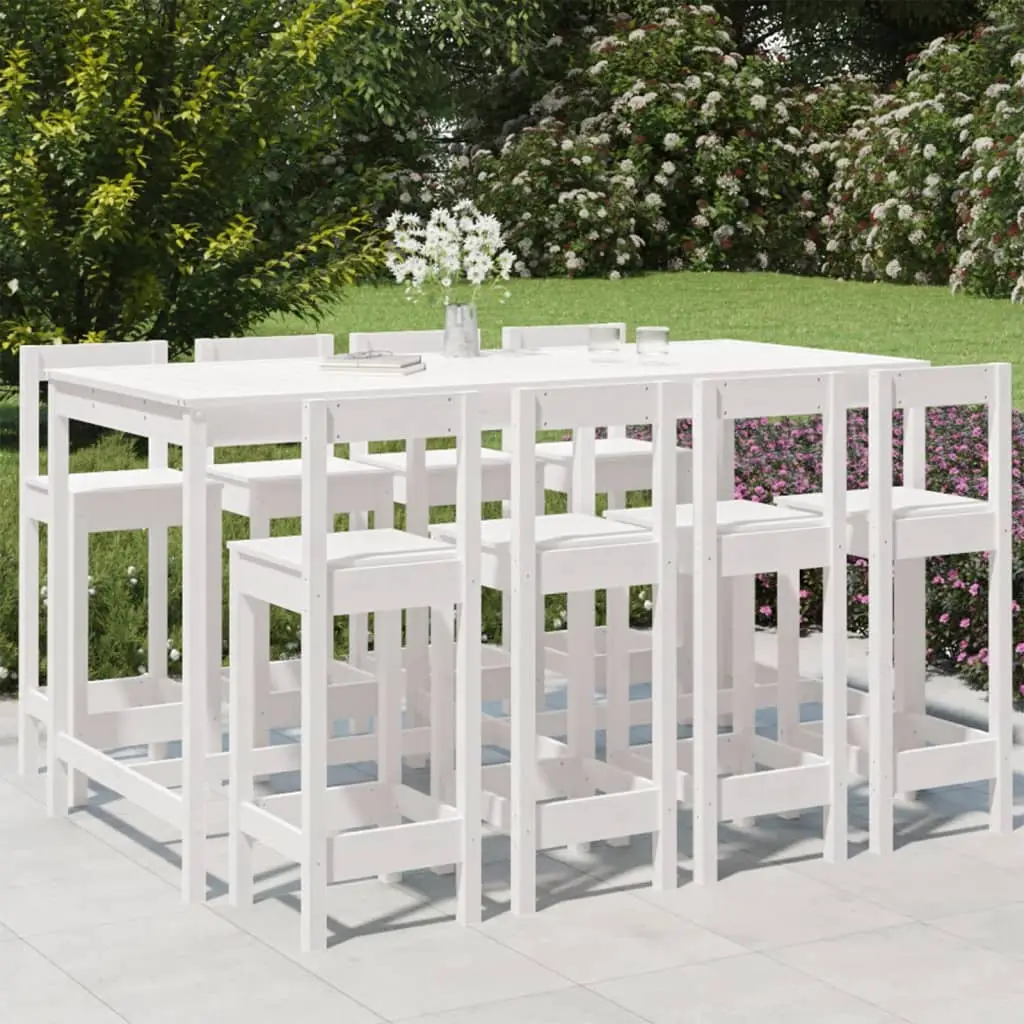 Ensemble de bar de jardin 9 pcs blanc bois de pin massif vidaXL 3154771